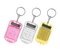 FUNOMOCYA 3pcs Mini Keychain Calculators Portable Tiny Electronic Pocket Calculators with LCD Display and Key Rings for Students Home Office Stationery