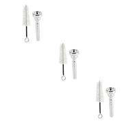 FUNOMOCYA 3pcs Professional Trumpet Silver Plated Mouthpiece with Cleaning Brush for Beginners and Enthusiasts Generates and Smooth Tone Metal Shape