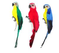 FUNOMOCYA 3Pcs Realistic Artificial Parrot Ornaments Fake Parrots for Garden Decoration Lawn and Photography Props Vibrant Bird Statues for Home and Outdoor Use
