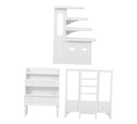 FUNOMOCYA 3PCS Scale Miniature Cabinet for Dollhouse Tiny Furniture Display for Sand Table Building Small Living and Kitchen Model Accessories Mini House Storage Cabinets