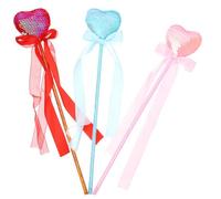 FUNOMOCYA 3Pcs Sequin Heart Fairy Wands for Party Dress Up Angel Costume Props in Pink Red Blue for Birthday Cosplay Stage Performance and Bridal Shower