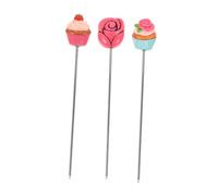 FUNOMOCYA 3Pcs Stainless Steel Cake Tester with Decorative Rose Head Reusable Baking Testing Needles for Bread Muffin Cupcake Use Kitchen Probe Tools with Anti-Slip Grip