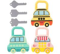 FUNOMOCYA 3Pcs Unlock with Cartoon Bus Design Safe Plastic Educational Brain Development for Ages Promotes Hand-eye Coordination and Matching Skills