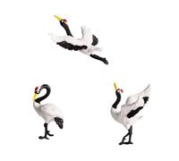 FUNOMOCYA 3PCS Vivid Red-crowned Crane Micro Landscape Bonsai Decor Realistic Artificial Plastic Craft Miniature Indoor Decoration for Home and Office