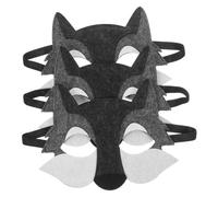 FUNOMOCYA 3PCS Wolf Head Mask Grey Felt Half Face Animal Mask for Cosplay Birthday Party Fun Cartoon Design Comfortable Wear