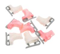 FUNOMOCYA 4 pairs Miniature Roller Skates Accessories for Dolls Adorable Four Wheel Pretend Skate Shoes in White and Pink for Doll Dress Up and Role Play