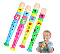 FUNOMOCYA 4 Pcs Colorful Plastic Six Recorders for Early Education Beginner Friendly Musical Instruments with Animal Prints Develop Motor Skills and Music Literacy Random Color