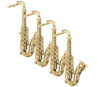 FUNOMOCYA 4 pcs Golden Plastic Saxophone Model Realistic Fake Saxophone for DIY Crafts Home Decor and Pretend Play Lifelike Musical Instrument Decor