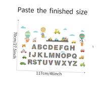 FUNOMOCYA 4 Sheets Adorable Alphabet and Cartoon Car PVC Wall Stickers Removable Self-Adhesive Indoor Decals for Bedroom Nursery School Wall Decoration