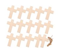 FUNOMOCYA 40pcs Unfinished Wood Cross Tags for DIY Crafts Hanging Blank Bookmarks with Twine Farmhouse Style Ornaments for Weddings First Communion Christmas Decorations