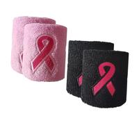 FUNOMOCYA 4Pcs Breast Cancer Awareness Sweat-absorbing Wristbands for Sports Cycling Running Polyester Wrist Supports with Smooth Skin-friendly Surface Fitness Wrist Wraps for Random Color