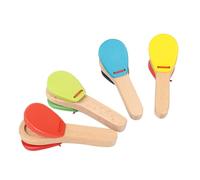 FUNOMOCYA 4pcs Castanets Musical for Boys and Smooth Edges Percussion Instruments for Early Music Education Lightweight and Portable Handheld Playthings in Red Yellow Green Blue