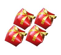 FUNOMOCYA 4Pcs Christmas Aluminum Film Balloons Square Shape Decorative Foil Balloons for Indoor Outdoor Party Photo Props gift for for for for for for Box with Random Ribbon Colors Random Color
