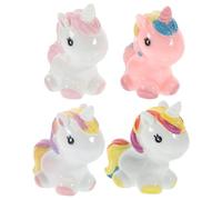 FUNOMOCYA 4pcs Colorful Miniature Resin Unicorn Figurines Hand-painted Cartoon Animal Statues for Home Decor Flower Vase Plant Pot and Cake Decoration Cute and Resin