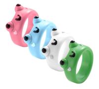 FUNOMOCYA 4pcs Cute Resin Frog Rings for Women Animal Finger Rings Unique Kawaii Jewelry for Parties and Stylish Green Blue Pink White Accessories