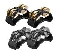 FUNOMOCYA 4pcs Double-row Foot Rattle Percussion Instrument Foot Shaker for Adults Travel Musicians Tambourine Percussion Metal Jingle Bells for Performances