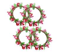 FUNOMOCYA 4Pcs Easter Candle Wreath Rings with Pip Berries Spring Garland for Table Centerpiece Decor Valentine’S Day and Mother’S Day Farmhouse Style