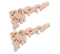FUNOMOCYA 4pcs European Style Solid Wood Carved Appliques Unpainted Floral Onlays for Door Corner Decoration DIY Furniture Enhancements for Cabinet Wardrobe Bed Easy Installation Wall and