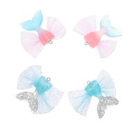 FUNOMOCYA 4pcs Glitter Mermaid Tail Charms for Jewelry Making DIY Bracelet Necklace Pendants Ocean Fish Tails Craft Supplies for Women Creative Accessories