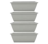 FUNOMOCYA 4Pcs Large Rectangular Planter Box Set for Vegetables and Flowers, Beige Window Flower Pot with Drainage Slot, Vegetable Growing Pot for Balcony and Indoor Gardening
