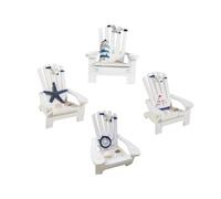 FUNOMOCYA 4Pcs Mini Wooden Nautical Beach Chair Ornaments Mediterranean Style Decorative Models for Home Office Pool House Coastal Decor