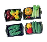 FUNOMOCYA 4pcs Miniature Vegetable Basket Resin Crafts Realistic Mini House Accessories for Dollhouse Micro Landscape Decoration