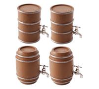 FUNOMOCYA 4pcs Miniature Wooden Wine Barrels Realistic Micro Landscape Decor for Party DIY Craft Photography Props and Educational Displays Wooden Barrel Models