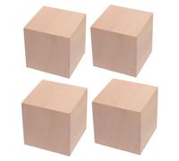 FUNOMOCYA 4pcs Pine Wood Cubes for DIY Craft Projects Educational Geometry Teaching Blocks Creative Building for Boys and Imagination Development