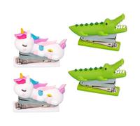 FUNOMOCYA 4pcs Portable Mini Animal Stapler Cute Cartoon Desktop Staplers for Students Office Use Space-Saving Compact Design for Home and School Supplies