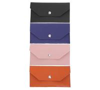 FUNOMOCYA 4Pcs PU Leather Cash Envelope Wallet Set Reusable Budget Organizer Pouches in Dark Blue, Black, Brown, and Pink Compact Money Pouch with Closure for Travel and Expense Management