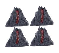 FUNOMOCYA 4pcs Realistic Plastic Volcano Model with Simulated Lava Eruption Scene Miniature Volcanic Landscape Decorations for Science Activities Sand Table and Party Centerpiece