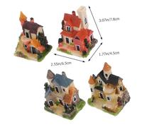 FUNOMOCYA 4pcs Resin Mini House Ornaments Lightweight Micro Landscape Decor for Garden Log Cabins Succulent Flower Pot Accessories Creative Craft
