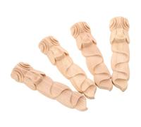 FUNOMOCYA 4pcs Solid Wood Carved Applique Floral Onlays European Style Furniture Decoration Parts for Cabinets Doors Walls Natural Woodcarving Decal