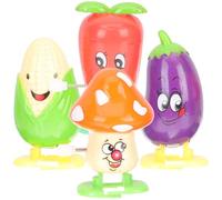 FUNOMOCYA 4pcs Wind-up Vegetable for Clockwork Playthings with Mushroom Carrot Eggplant Corn Educational Funny for Boys and Plastic for Party and Family Games