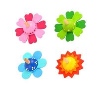 FUNOMOCYA 4pcs Wooden Flower Shape Gyro for Rotating Spinning Tops Hand Spin Educational Plaything to Develop Coordination and Fine Motor Skills Childrens