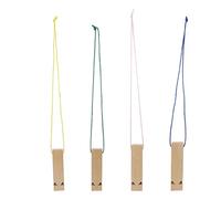 FUNOMOCYA 4pcs Wooden Whistle Toy Set with Lanyard, Diy Blank Whistles for Boys and Girls Creative Painting, Musical Train Sound Plaything for Party Favors and Educational Activities Random Color