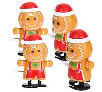 FUNOMOCYA 4pcs Xmas Wind Up Small Gingerbread Man Playthings Creative Christmas Party Favors for Stocking Fillers