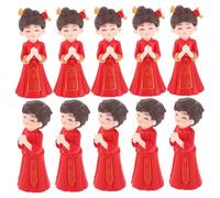 FUNOMOCYA 5 Pairs Micro Landscape Decoration Chinese Traditional Wedding Decoration Supplies Chinese Bridal Cake Topper Happy Wedding Sculpture Happy Newlyweds Figurine Cake Figurine Pvc Red