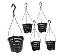 FUNOMOCYA 5 sets Black Plastic Orchid Hanging Flowerpots with Multiple Drainage for Balcony and Outdoor Plants Breathable Root Control Plant Containers