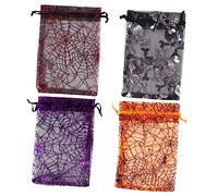 FUNOMOCYA 50Pcs Halloween Organza Bags Small Drawstring Gauze Gift Pouches Candy Treat Storage Party Favor Bundle