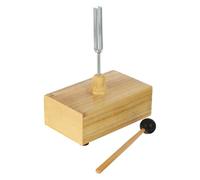 FUNOMOCYA 512Hz Steel Tuning Fork with Wooden Resonance Box and Rubber Striker Mallet, Physics Teaching Prop for Acoustic Experiments and Sound Therapy, Mounted on Base for Classroom Use