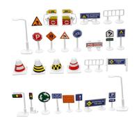 FUNOMOCYA 56Pcs Traffic Signs DIY Assembly for Learning Traffic Rules Safe Educational for Boys Enhancing Motor Skills and Creativity with Simulation Road Models