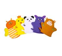 FUNOMOCYA 5pcs Bath Gloves Cotton Wash Mitts Cartoon Fruit Shapes Gentle Exfoliating Soft Scrubber for Newborns Bathing Essentials