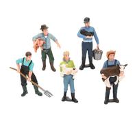 FUNOMOCYA 5pcs Farm Character Model Realistic Simulation Farmer Figures with Sheep Calf and Plow Educational for Role Play and Table Decoration