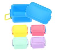 FUNOMOCYA 5pcs Mini Doll House Storage Boxes Abs Material Miniature Containers for Dollhouse Decor in Rose Red Yellow Blue Light Purple Light Green