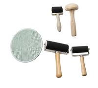 FUNOMOCYA 5pcs Printmaking Tool Set with Wooden Roller for Printmaking Rubber Ink Rollers for Block Printing and Stamping Ergonomic Lightweight Design for Artists and DIY Craft Projects