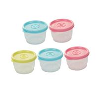FUNOMOCYA 5pcs Small Food Containers with Lids Airtight Leakproof Plastic Condiment Cups for Salad Dressing Food Storage Snack Prep Picnic Work Trip Mixed Colors
