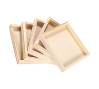 FUNOMOCYA 5pcs Unfinished Wooden Puzzle Trays for Blocks Storage Practical Reusable Square Organizers for Hand Eye Coordination and Space Saving