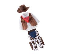 FUNOMOCYA 5pcs Western Cowboy Role-play Costume Set for Boys Age Months Pretend Play Outfit with Shirt Vest Pants Hat and Head Scarf Fancy Dress for Party and Cosplay