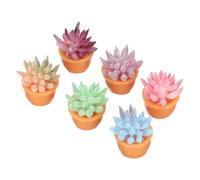 FUNOMOCYA 6pcs Artificial Succulent Plants Miniature Potted Bonsai Garden Decor with Moss for Home Desktop Micro Landscape Diy Ornaments, Faux Greenery Decoration for Office and Balcony